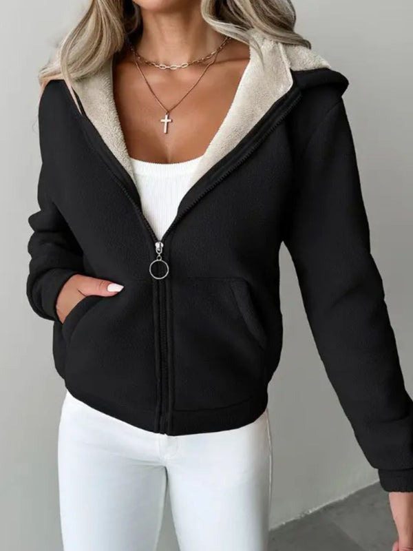 Zip Up Long Sleeve Hooded Jacket