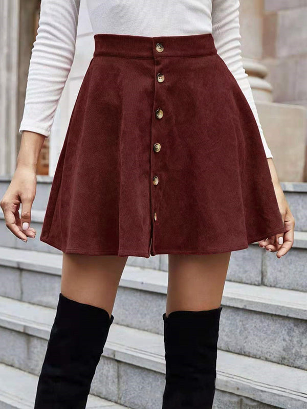 Women's Buttoned Corduroy Mini Skirt