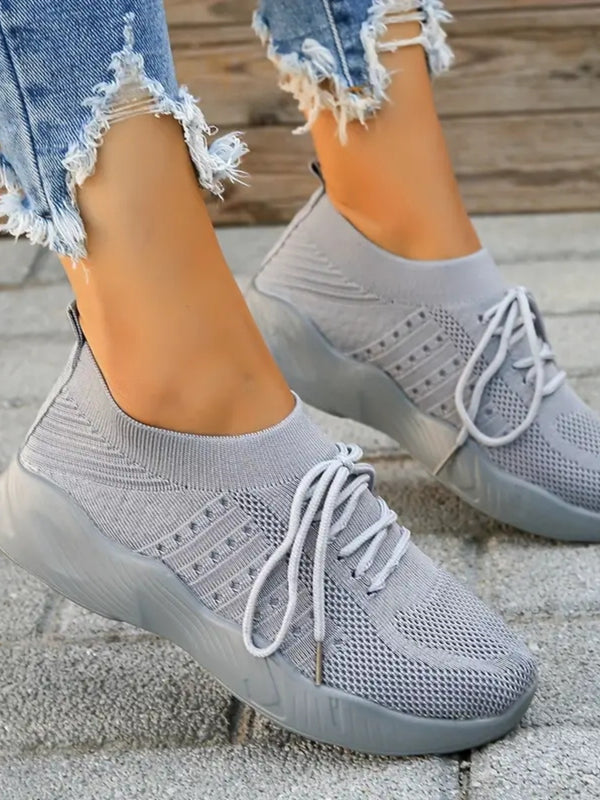 Mesh Round Toe Flat Athletic Shoes Trendsi