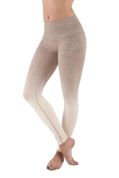 Beige Long Two-Tone Ombre Yoga Pants